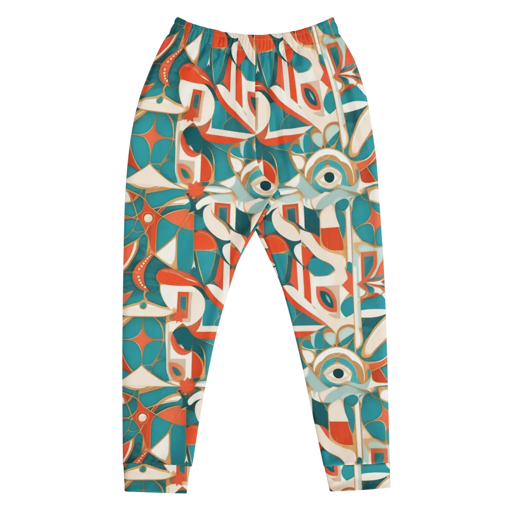 Teal Ember Mosaic on Men's Joggers — Front
