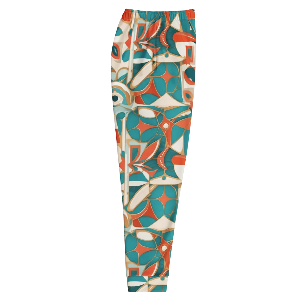 Teal Ember Mosaic on Men's Joggers — Right