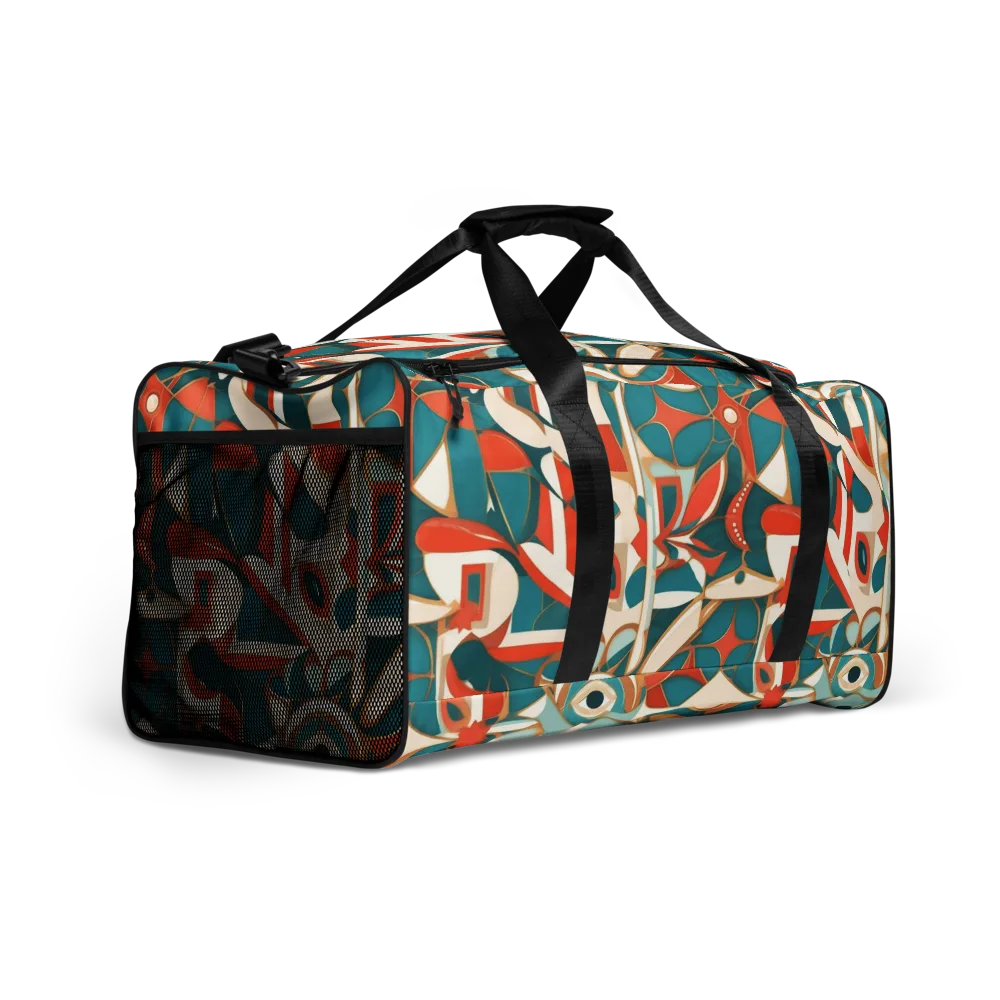Teal Ember Mosaic on Duffle Bag — Right Front