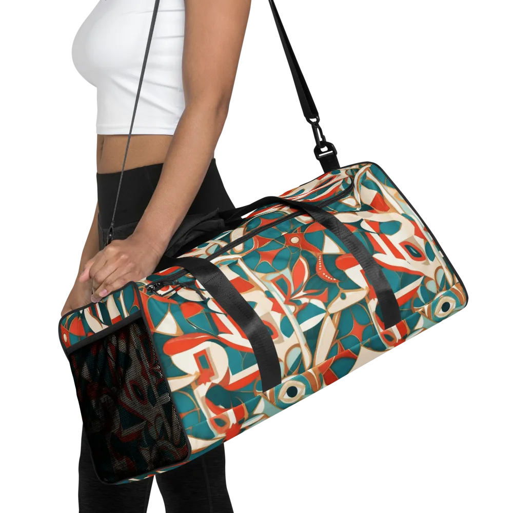 Teal Ember Mosaic on Duffle Bag — Front