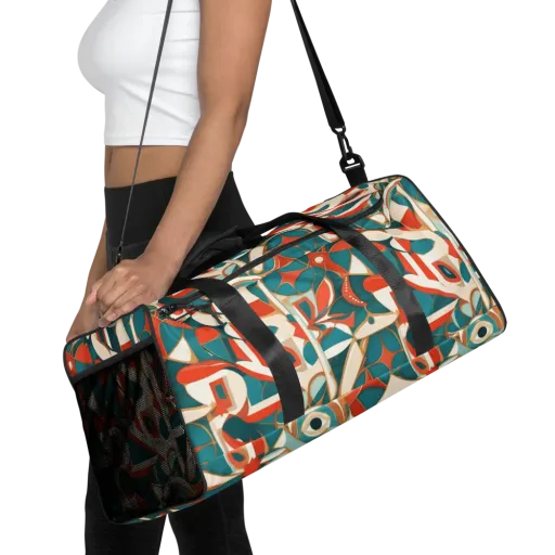 Teal Ember Mosaic on a Duffle Bag