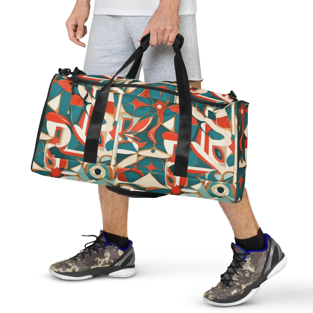Teal Ember Mosaic on Duffle Bag — Front