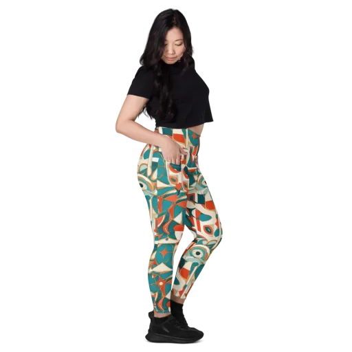 Teal Ember Mosaic on a Leggings with Pockets