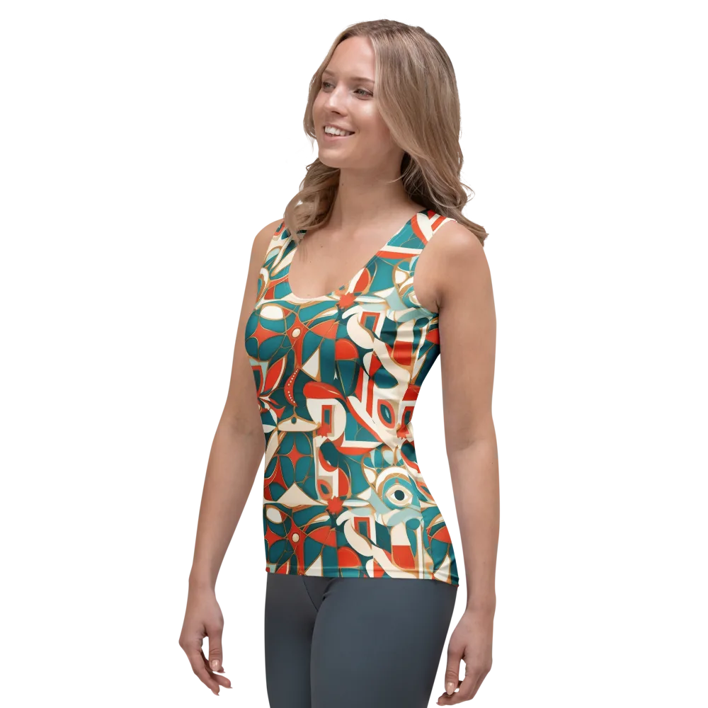 Teal Ember Mosaic on Women's Tank Top — Left Front