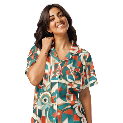 Teal Ember Mosaic on a Women's Short Sleeve Pajama Top