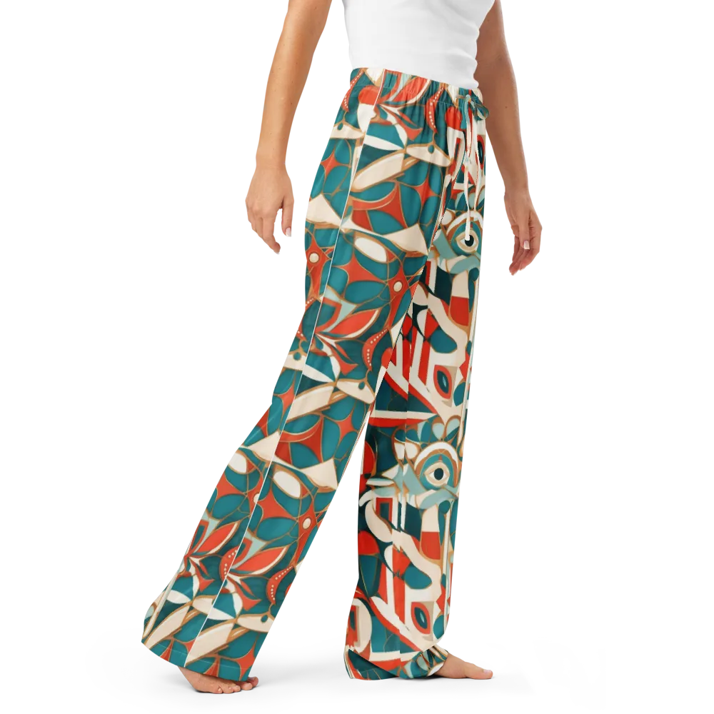 Teal Ember Mosaic on Women's Pajama Pants — Right Front
