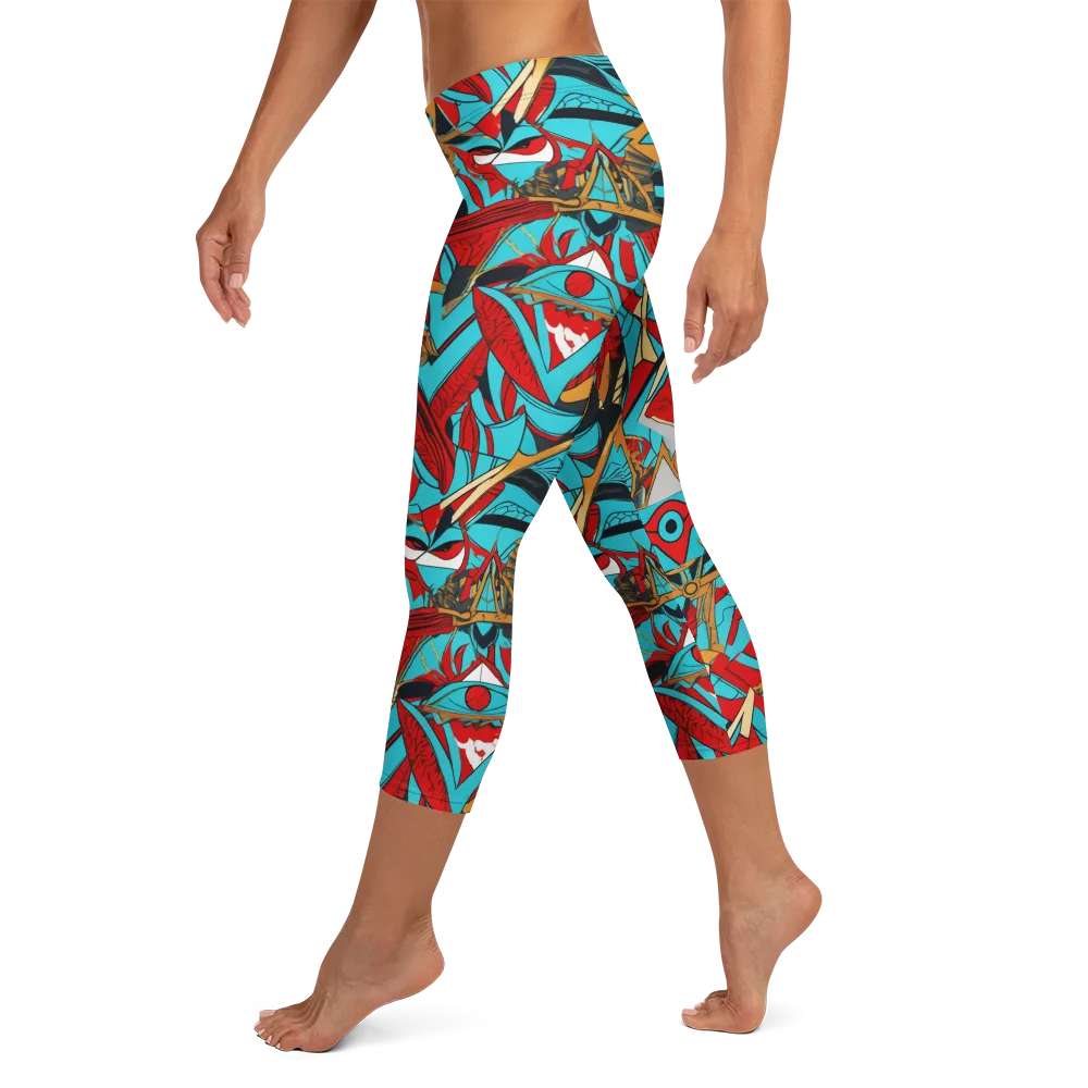 Cerulean Eye on Capri Leggings — Left