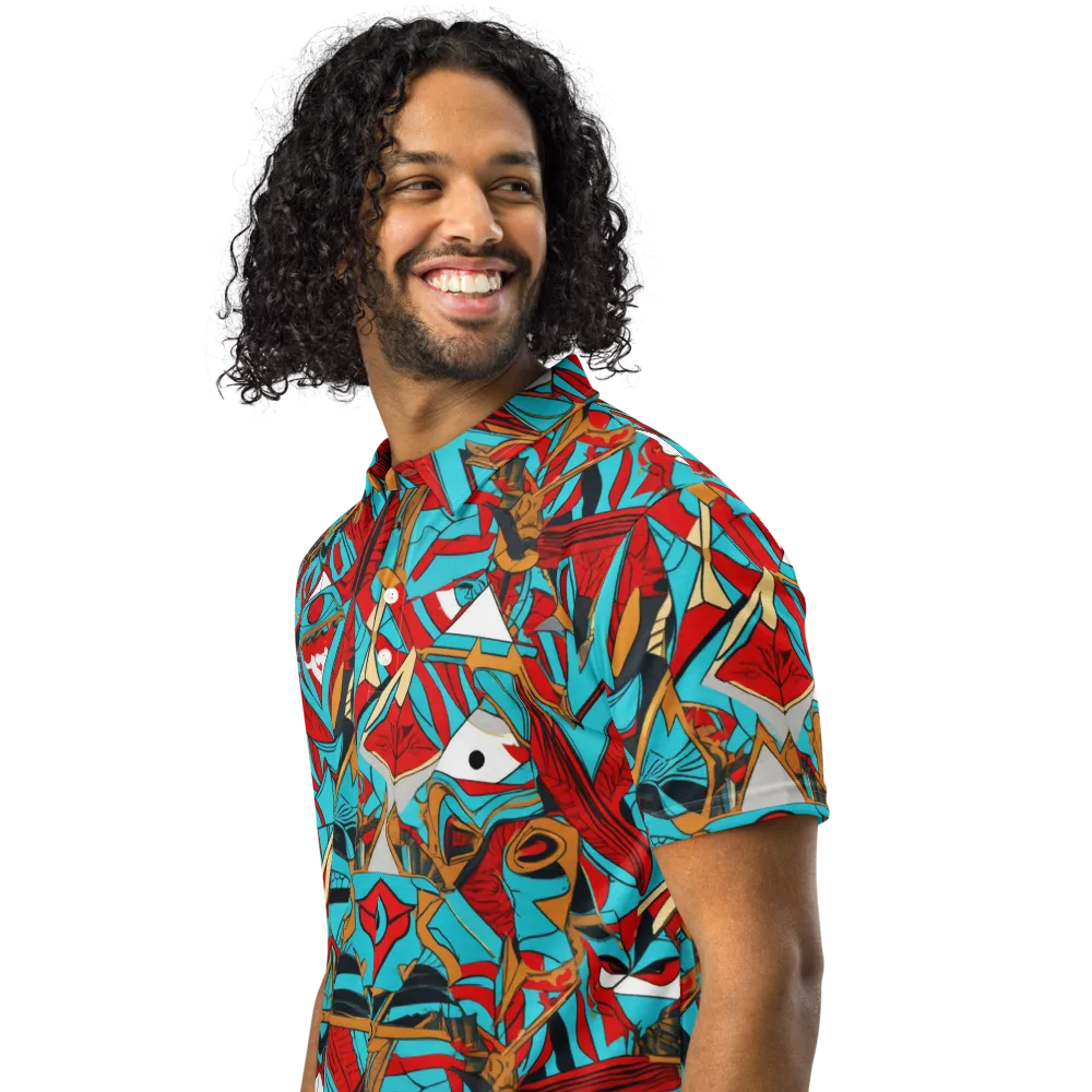 Cerulean Eye on Men's Slim Fit Polo Shirt — Left Front