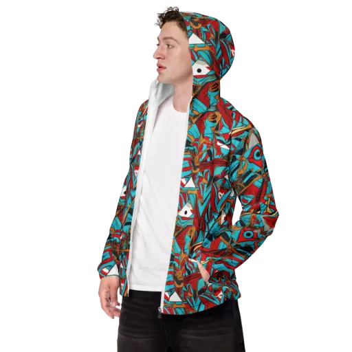 Cerulean Eye on a Men's Windbreaker