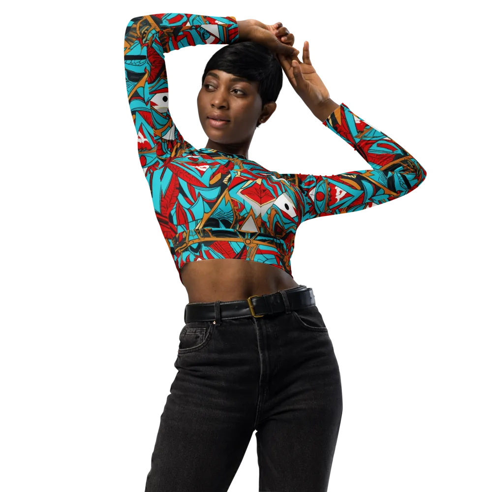 Cerulean Eye on Long Sleeve Crop Top — Front