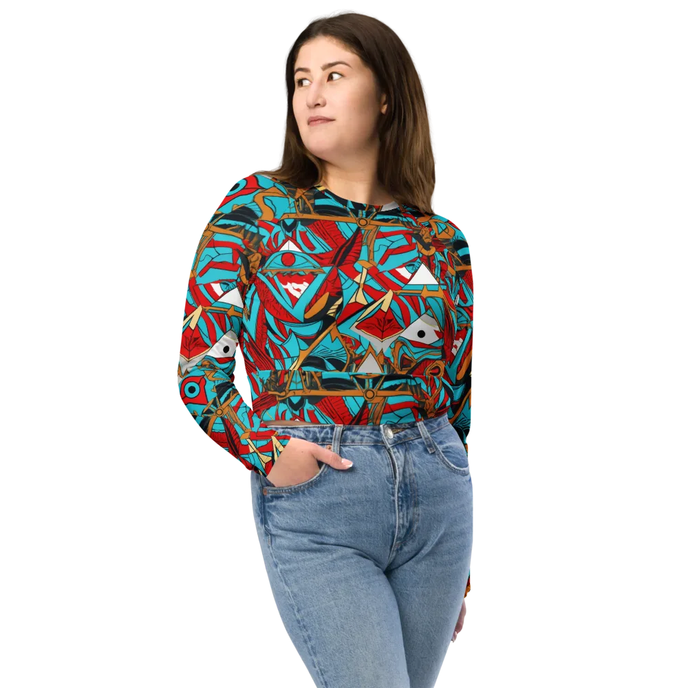 Cerulean Eye on Long Sleeve Crop Top — Front