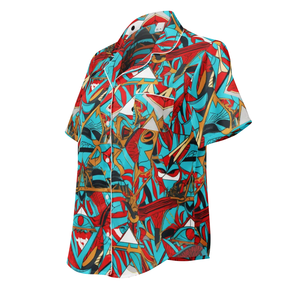 Cerulean Eye on Women's Short Sleeve Pajama Top — Left Front