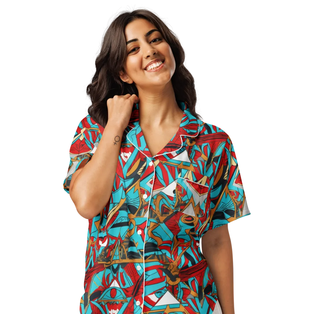 Cerulean Eye on Women's Short Sleeve Pajama Top — Front