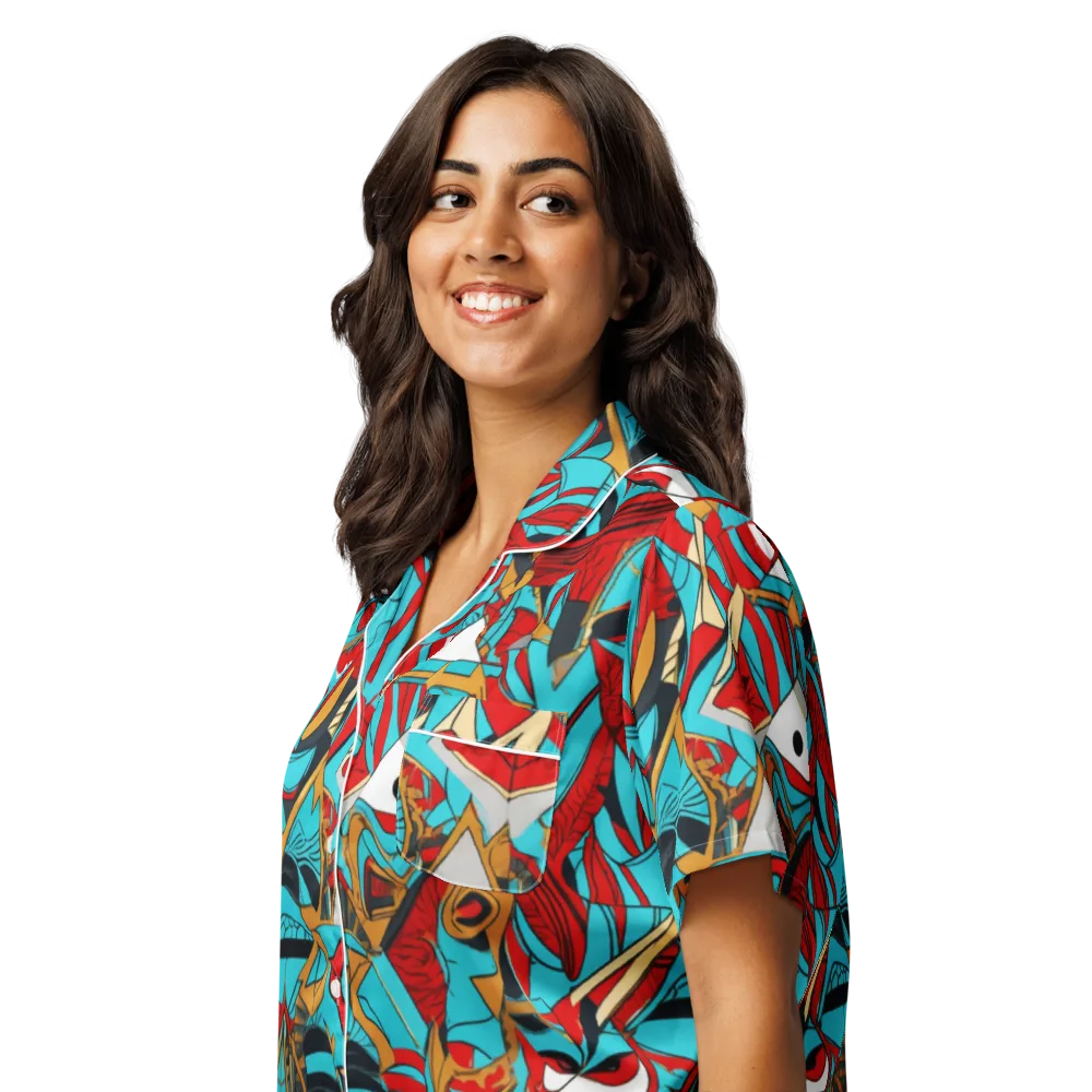 Cerulean Eye on Women's Short Sleeve Pajama Top — Left Front