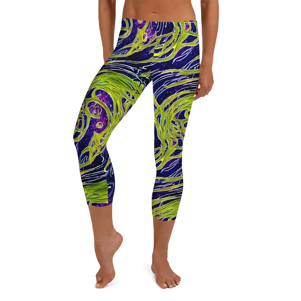 Celestial Scribbles on Capri Leggings — Front