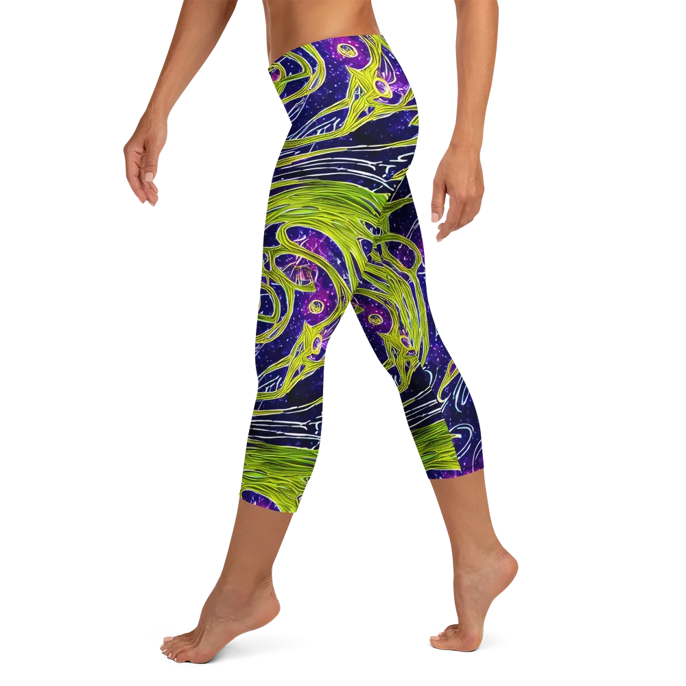 Celestial Scribbles on Capri Leggings — Left