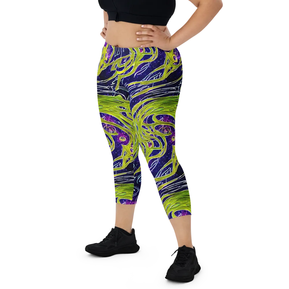 Celestial Scribbles on Capri Leggings — Front