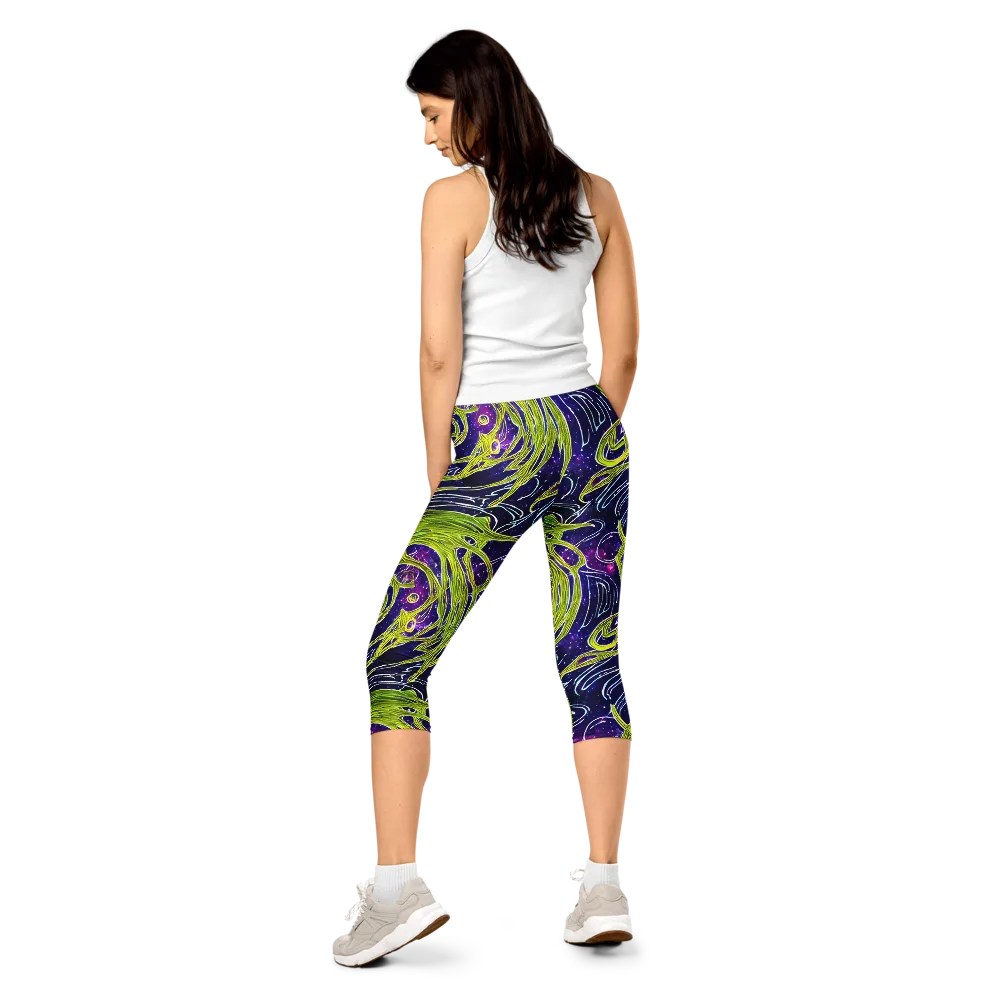 Celestial Scribbles on Capri Leggings — Back