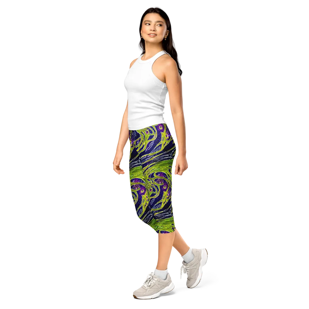 Celestial Scribbles on Capri Leggings — Left Front