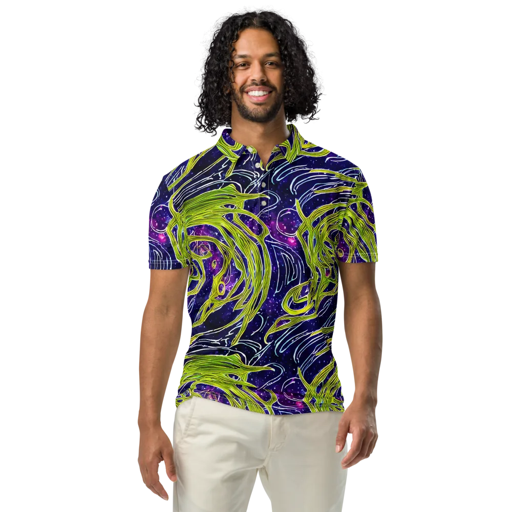Celestial Scribbles on Men's Slim Fit Polo Shirt — Front