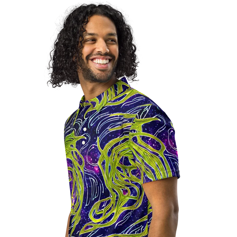Celestial Scribbles on Men's Slim Fit Polo Shirt — Left Front