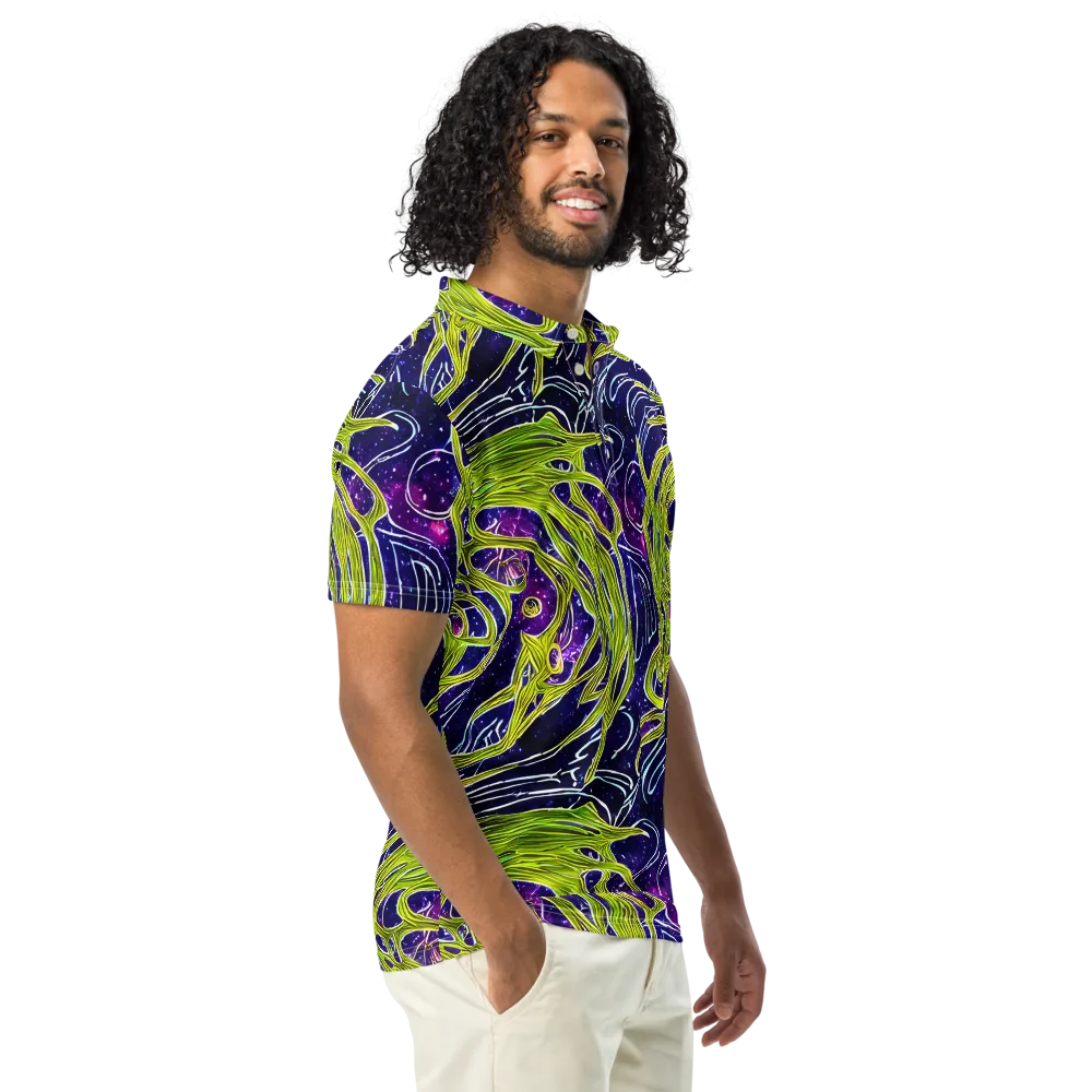 Celestial Scribbles on Men's Slim Fit Polo Shirt — Right Front