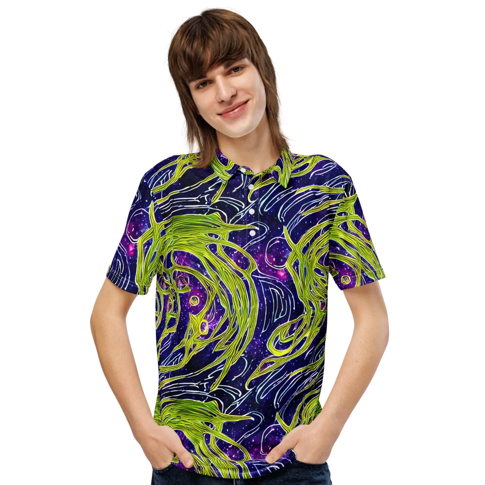Celestial Scribbles on Men's Slim Fit Polo Shirt — Front