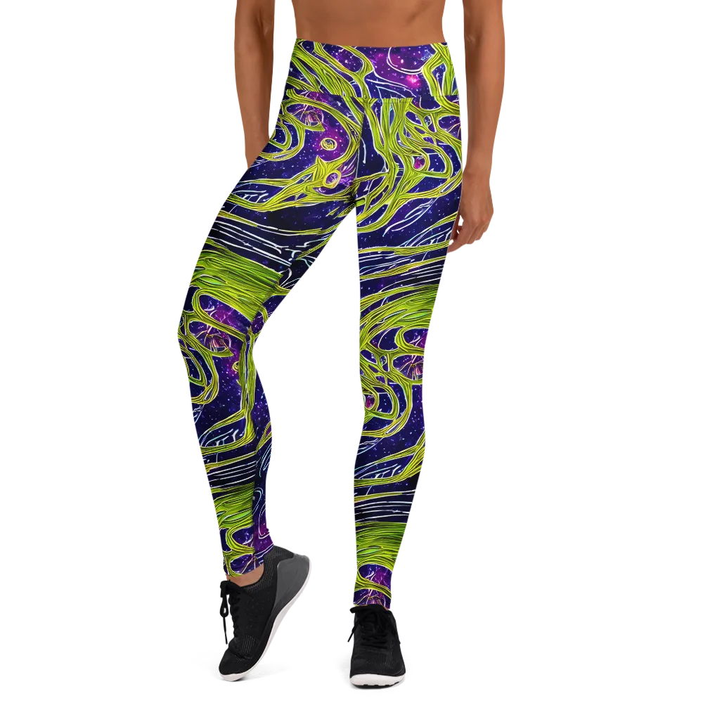 Celestial Scribbles on Yoga Leggings — Front