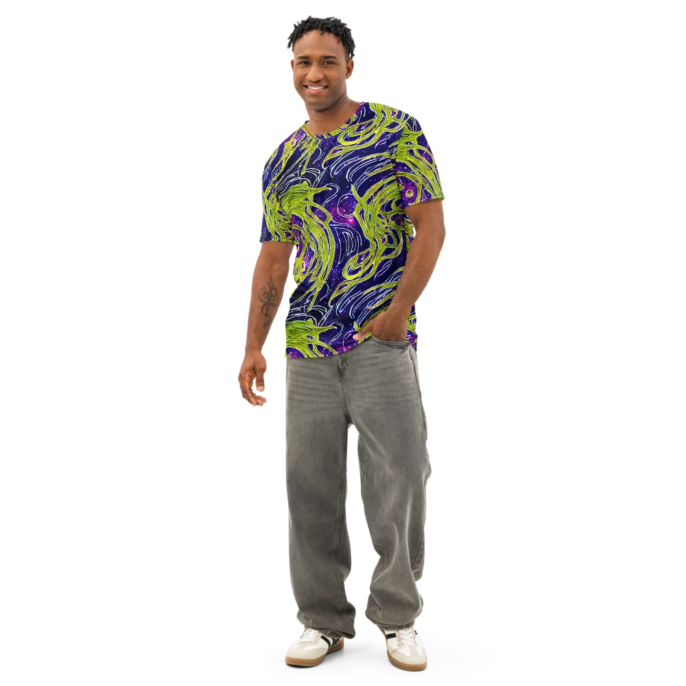 Celestial Scribbles on Men's Cotton Crew Neck T-Shirt — Front