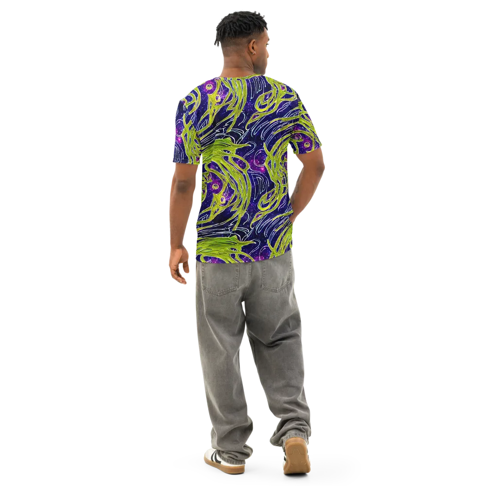 Celestial Scribbles on Men's Cotton Crew Neck T-Shirt — Back