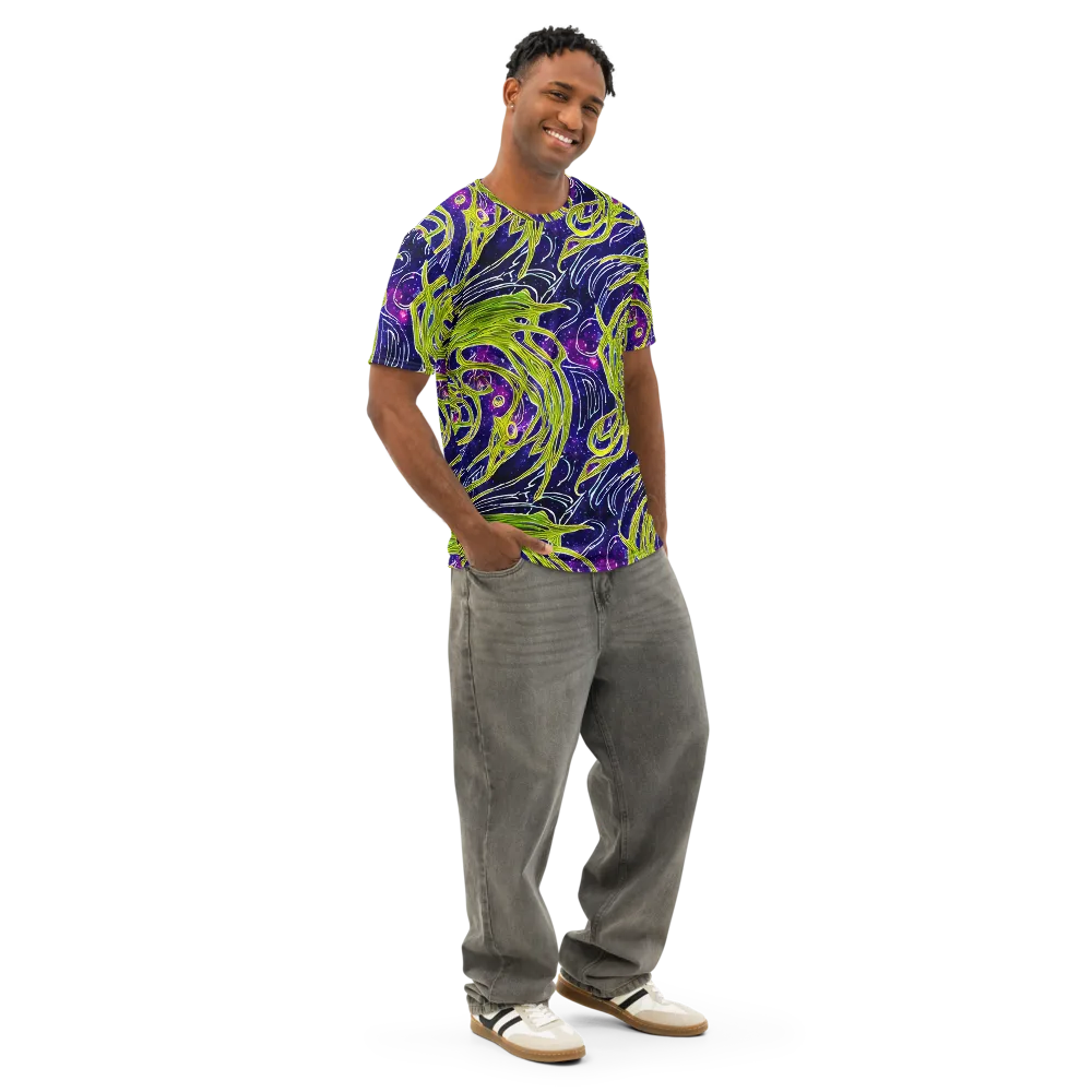 Celestial Scribbles on Men's Cotton Crew Neck T-Shirt — Right Front