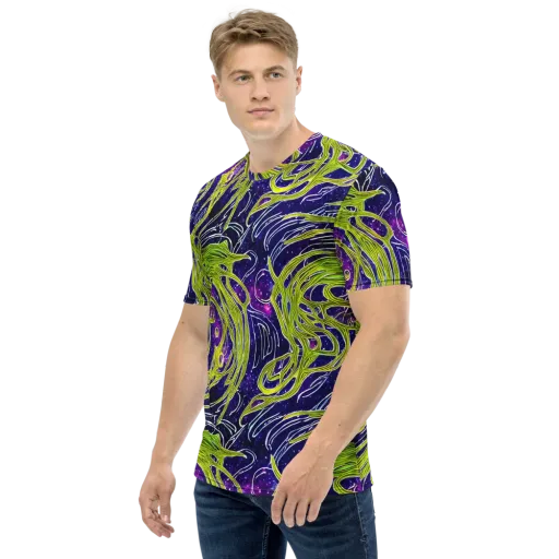Celestial Scribbles on a Men's Crew Neck T-Shirt