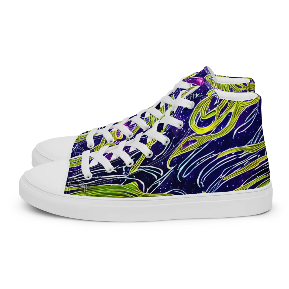 Celestial Scribbles on Men's High Top Canvas Shoes — Left