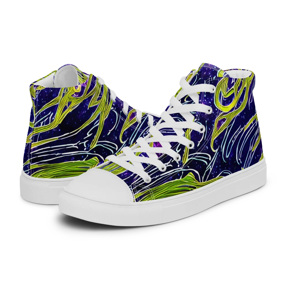 Celestial Scribbles on Men's High Top Canvas Shoes — Left