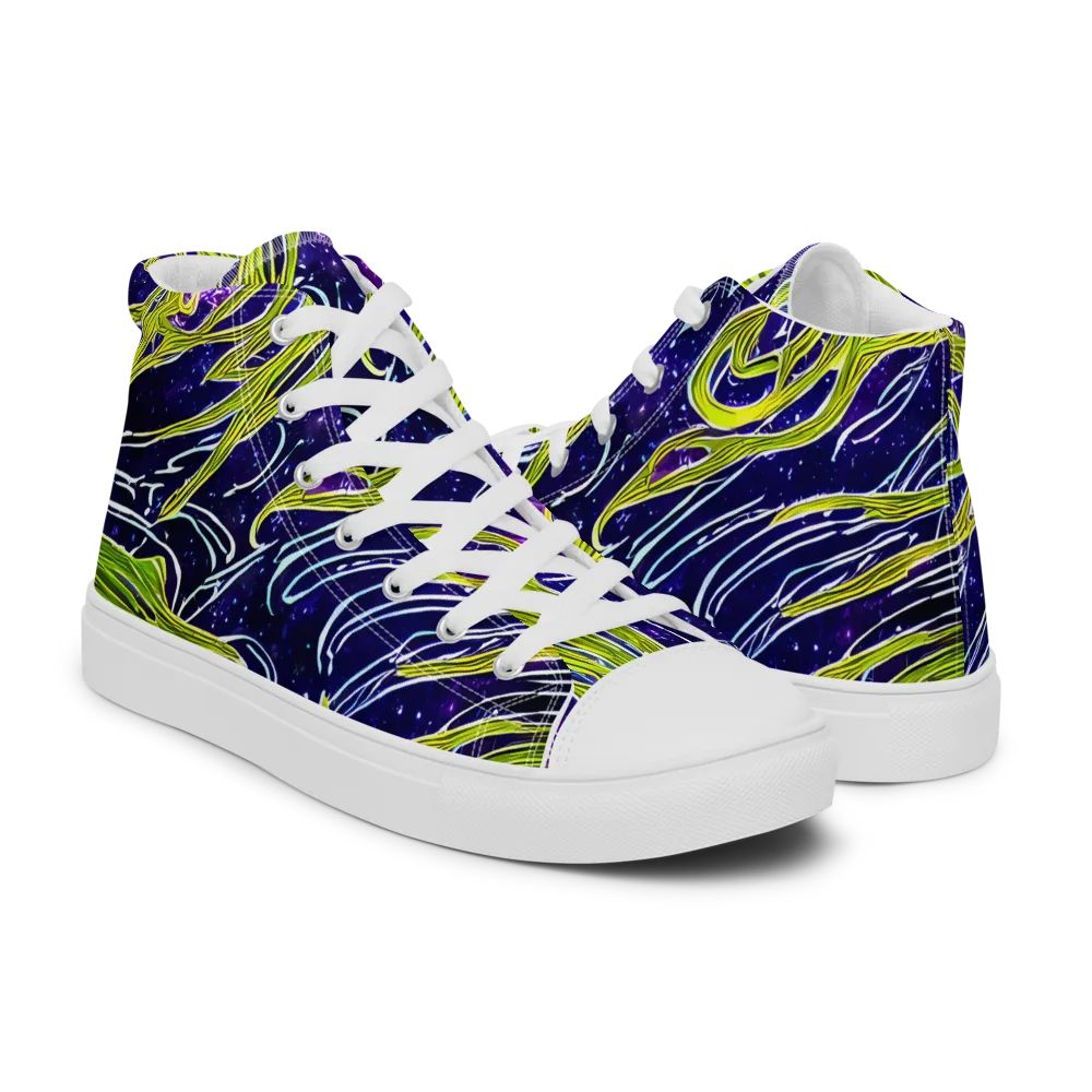 Celestial Scribbles on Men's High Top Canvas Shoes — Right