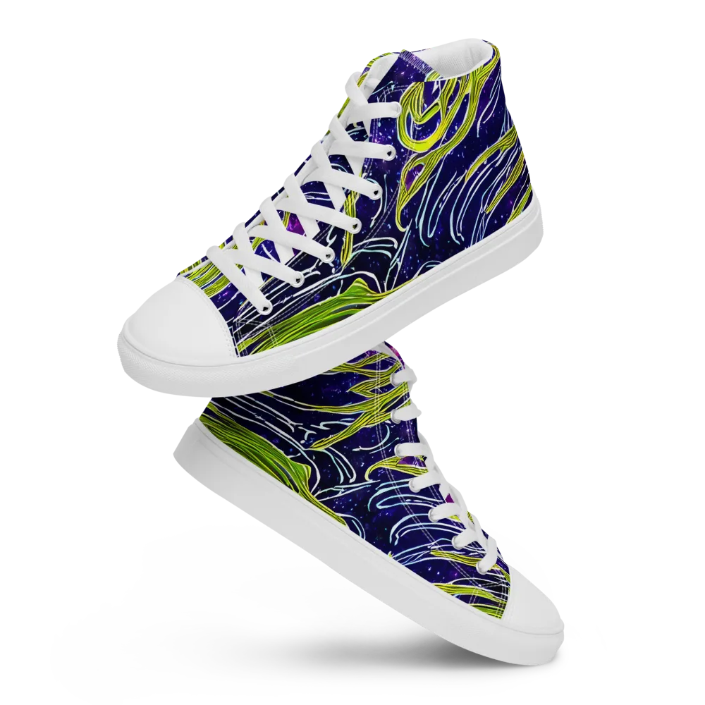 Celestial Scribbles on Men's High Top Canvas Shoes — Front