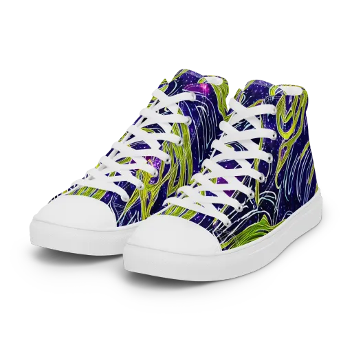 Celestial Scribbles on a Women's High Top Canvas Shoes