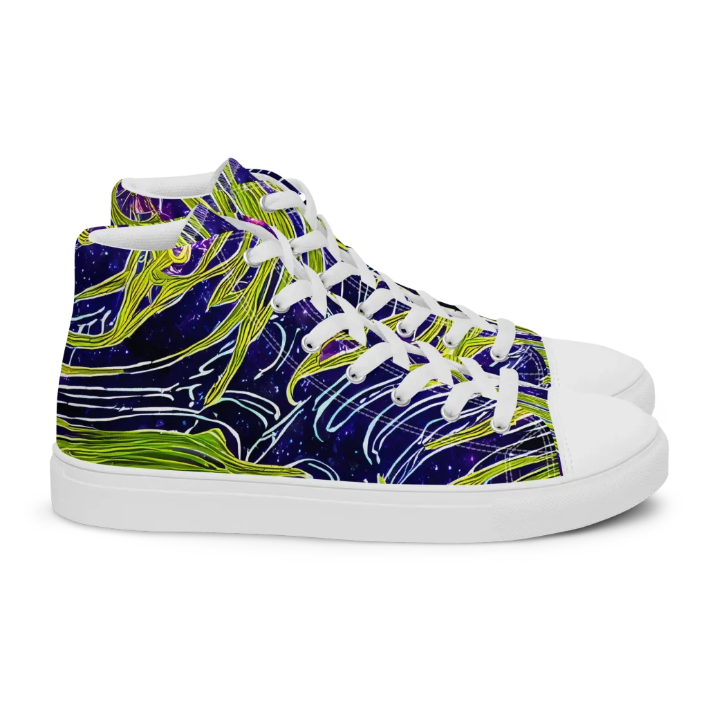 Celestial Scribbles on Women's High Top Canvas Shoes — Right