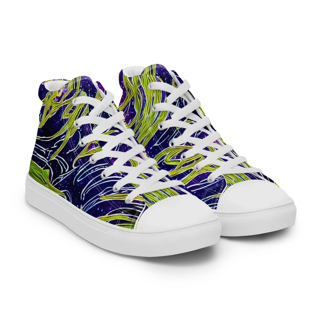 Celestial Scribbles on Women's High Top Canvas Shoes — Right Front