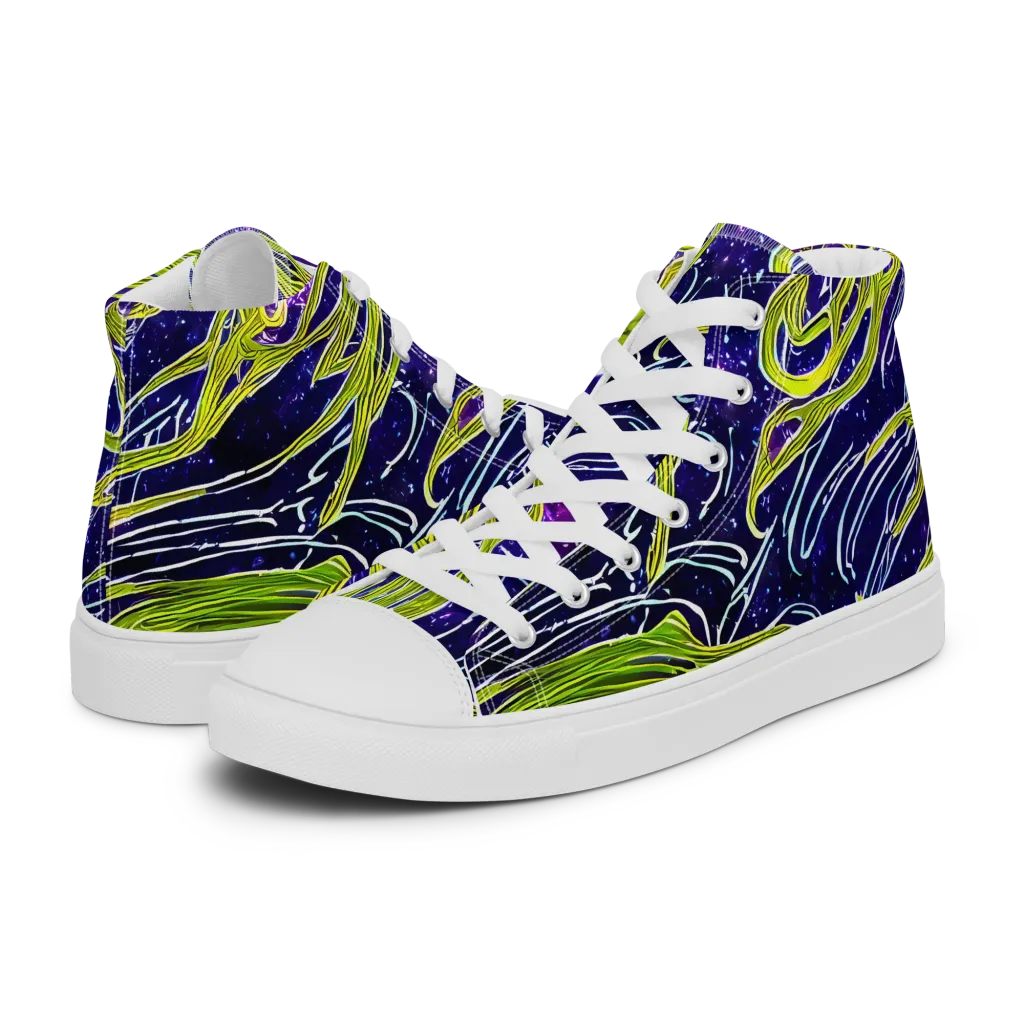 Celestial Scribbles on Women's High Top Canvas Shoes — Left