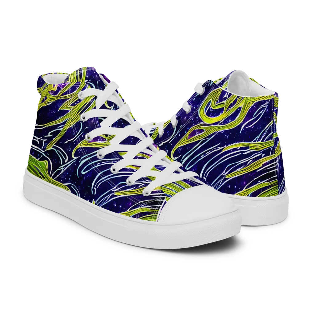 Celestial Scribbles on Women's High Top Canvas Shoes — Right