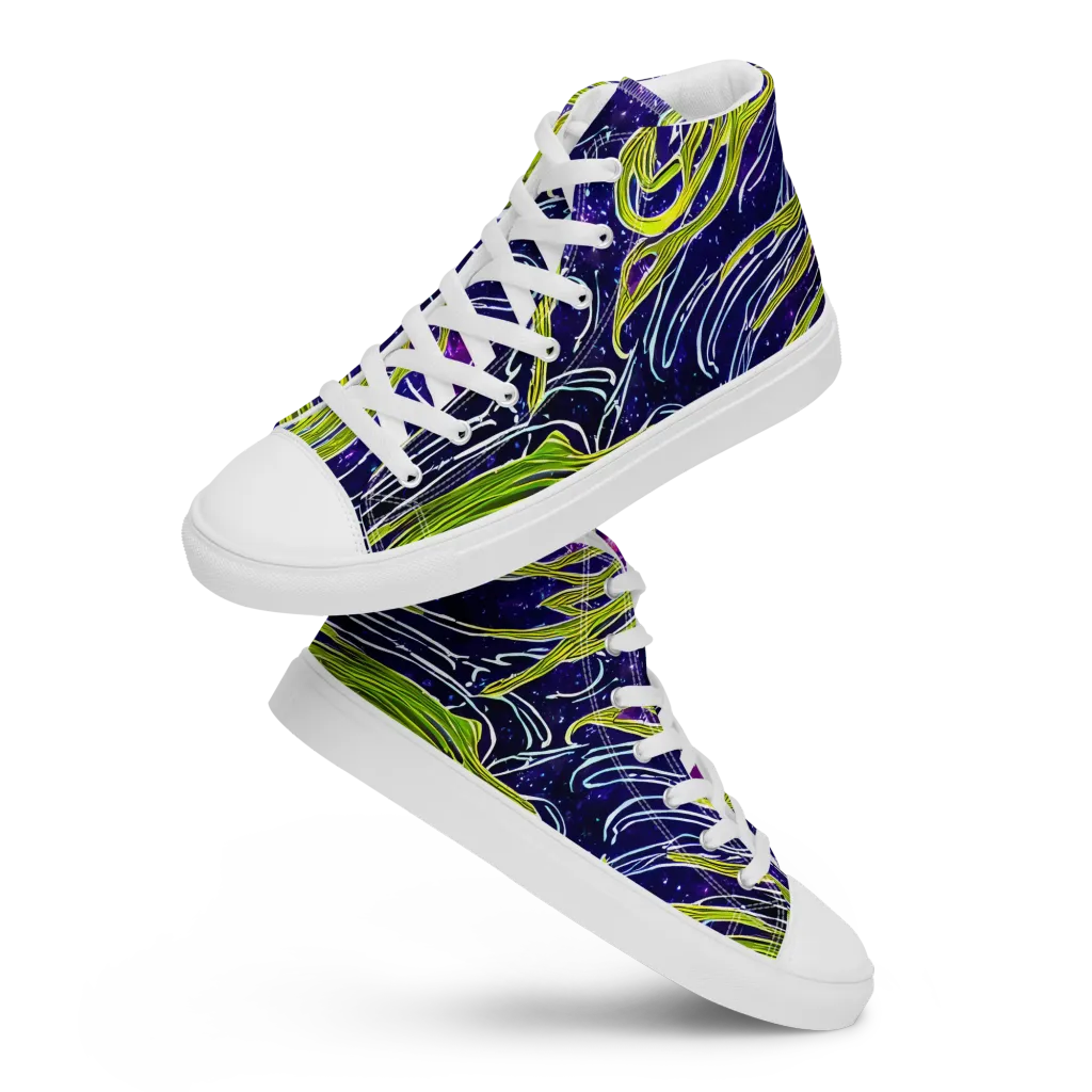 Celestial Scribbles on Women's High Top Canvas Shoes — Front