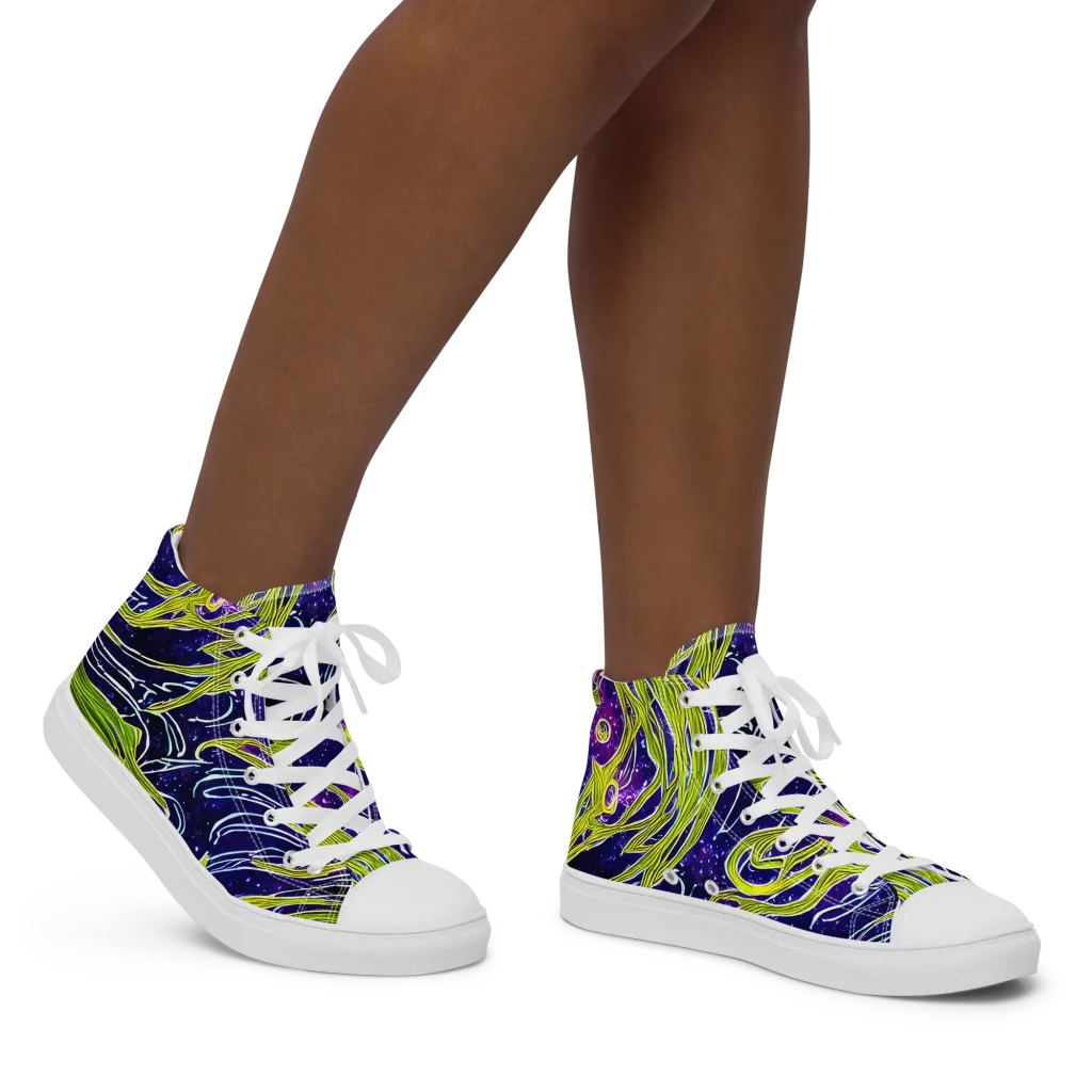Celestial Scribbles on Women's High Top Canvas Shoes — Right