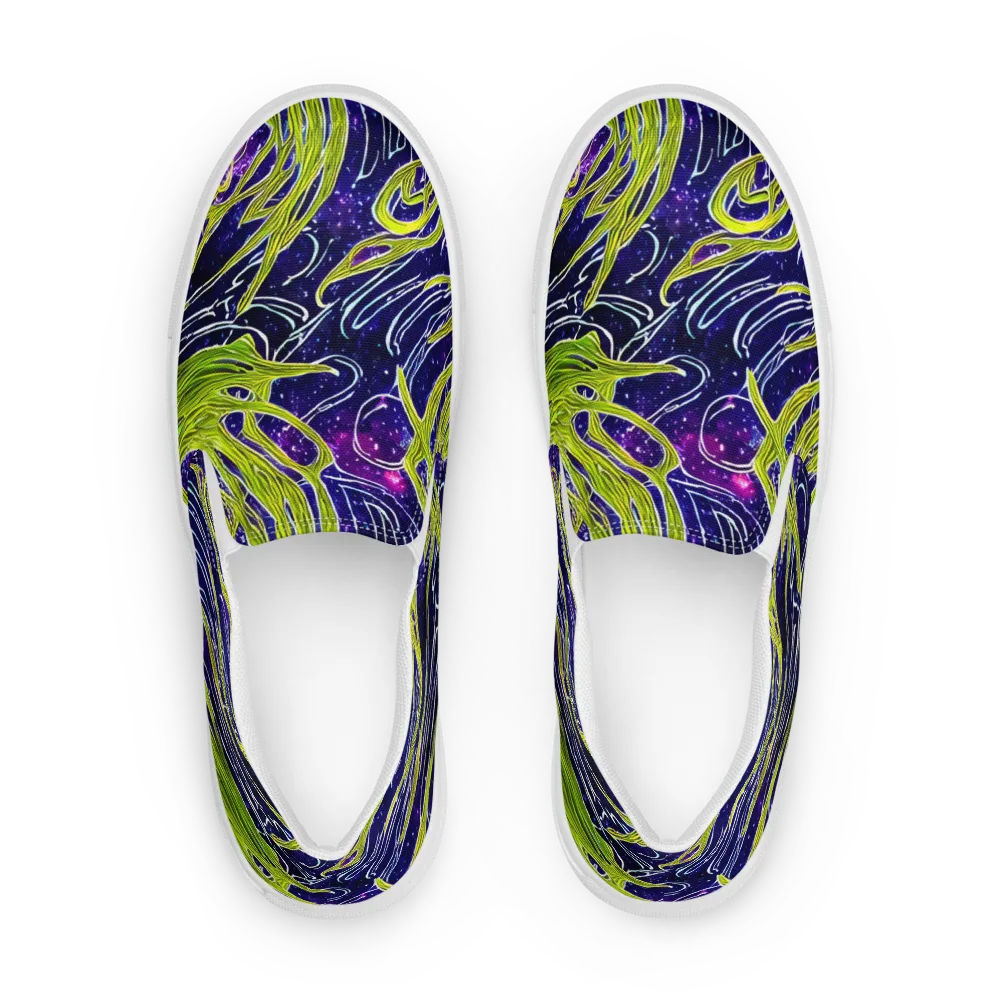 Celestial Scribbles on Men's Slip-On Canvas Shoes — Front