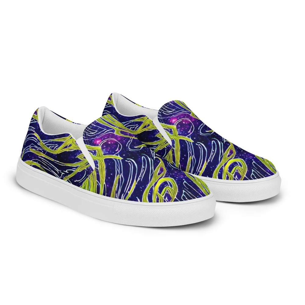 Celestial Scribbles on Men's Slip-On Canvas Shoes — Right Front