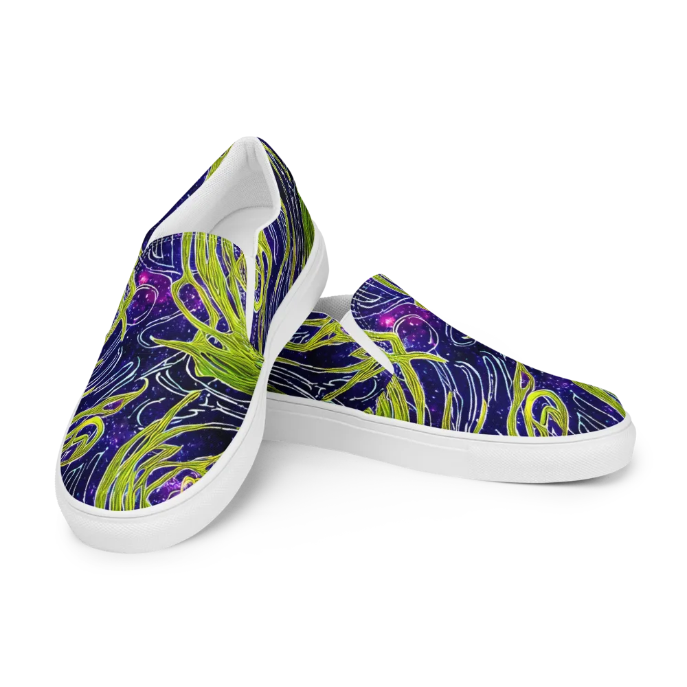 Celestial Scribbles on Men's Slip-On Canvas Shoes — Left Front