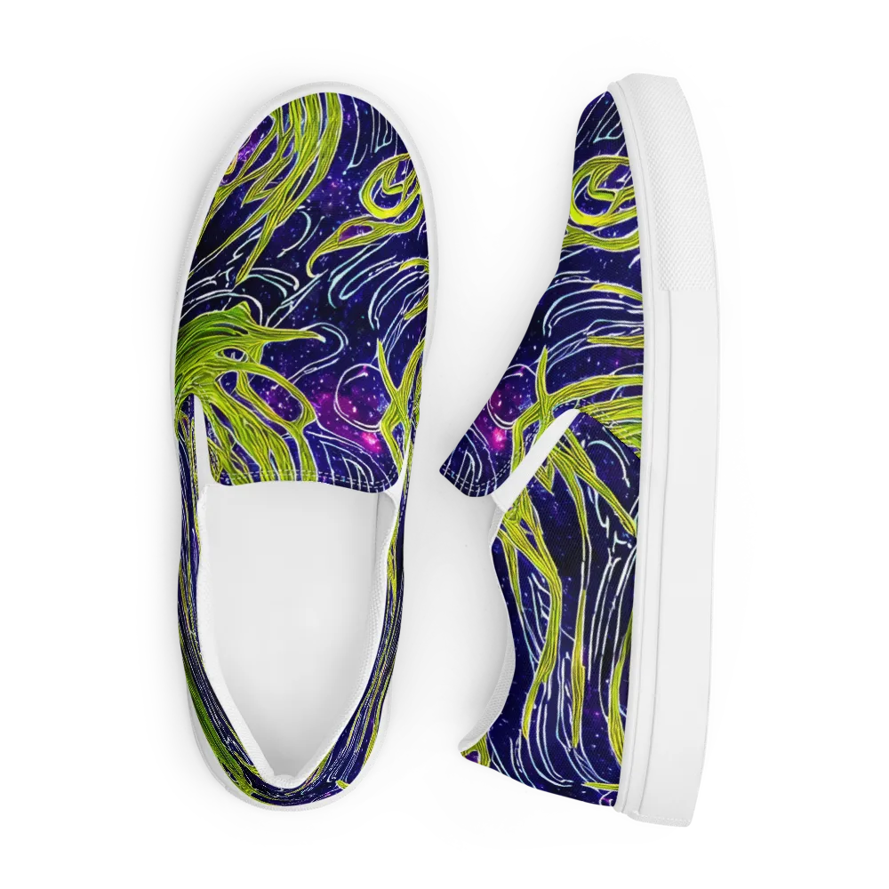 Celestial Scribbles on Men's Slip-On Canvas Shoes — Front