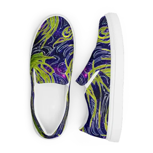 Celestial Scribbles on a Men's Slip-On Canvas Shoes