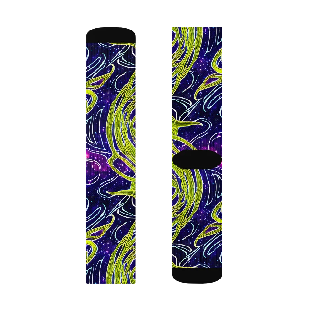 Celestial Scribbles on Socks — Right Sock