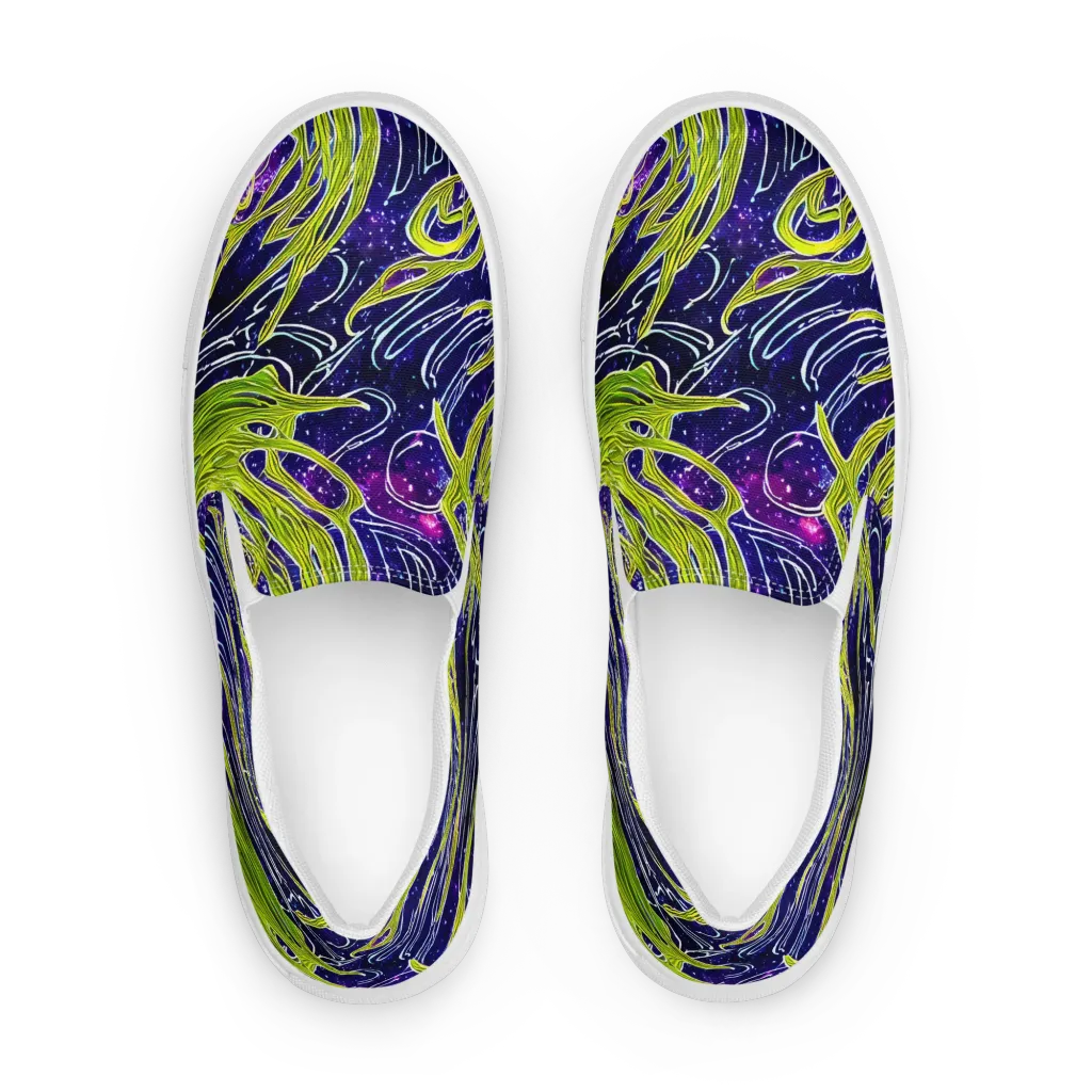 Celestial Scribbles on Women's Slip-On Canvas Shoes — Front